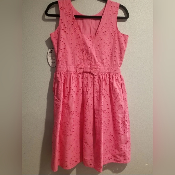 Scoop Girls Sleeveless Eyelet Fit & Flare Dress W/Bow Back Size 14-16 AzaleaPink - Picture 2 of 5